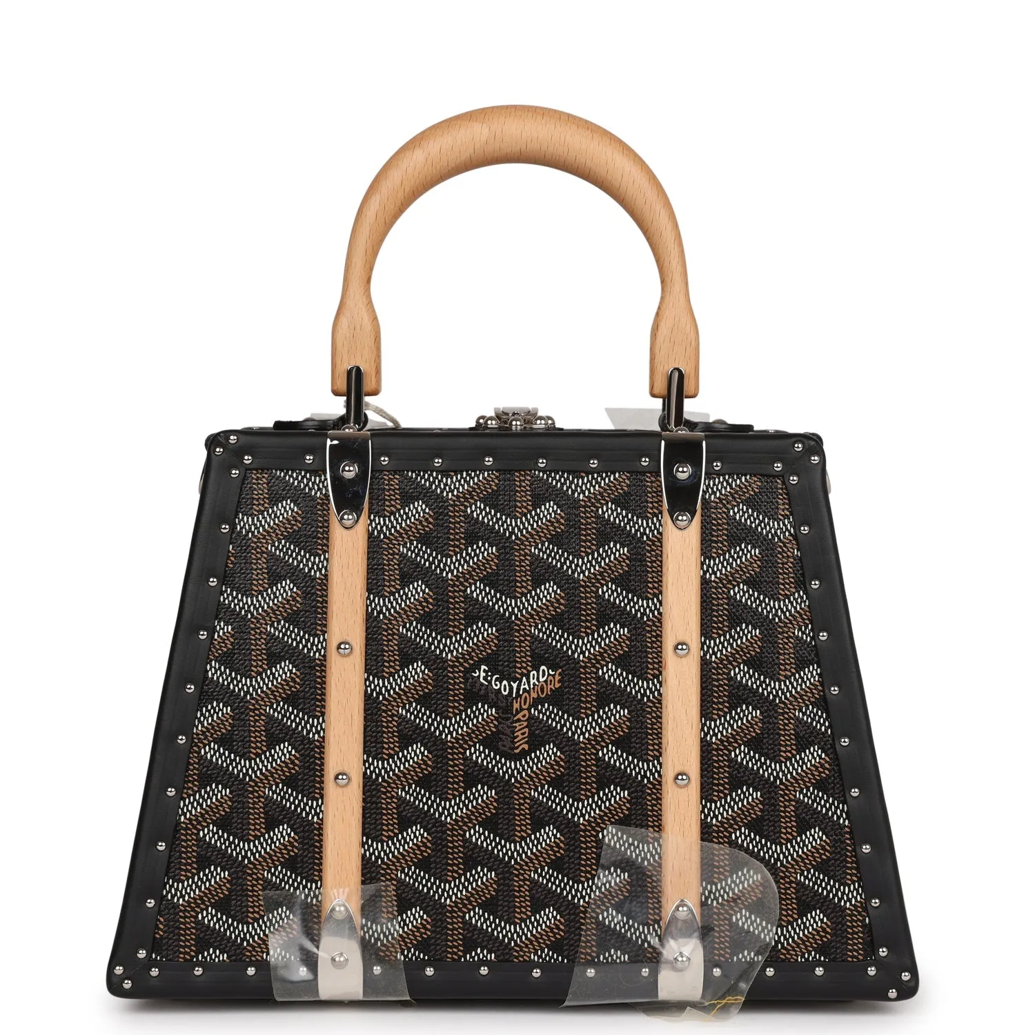 Goyard Saigon Mini Trunk Bag Black Goyardine Palladium Hardware