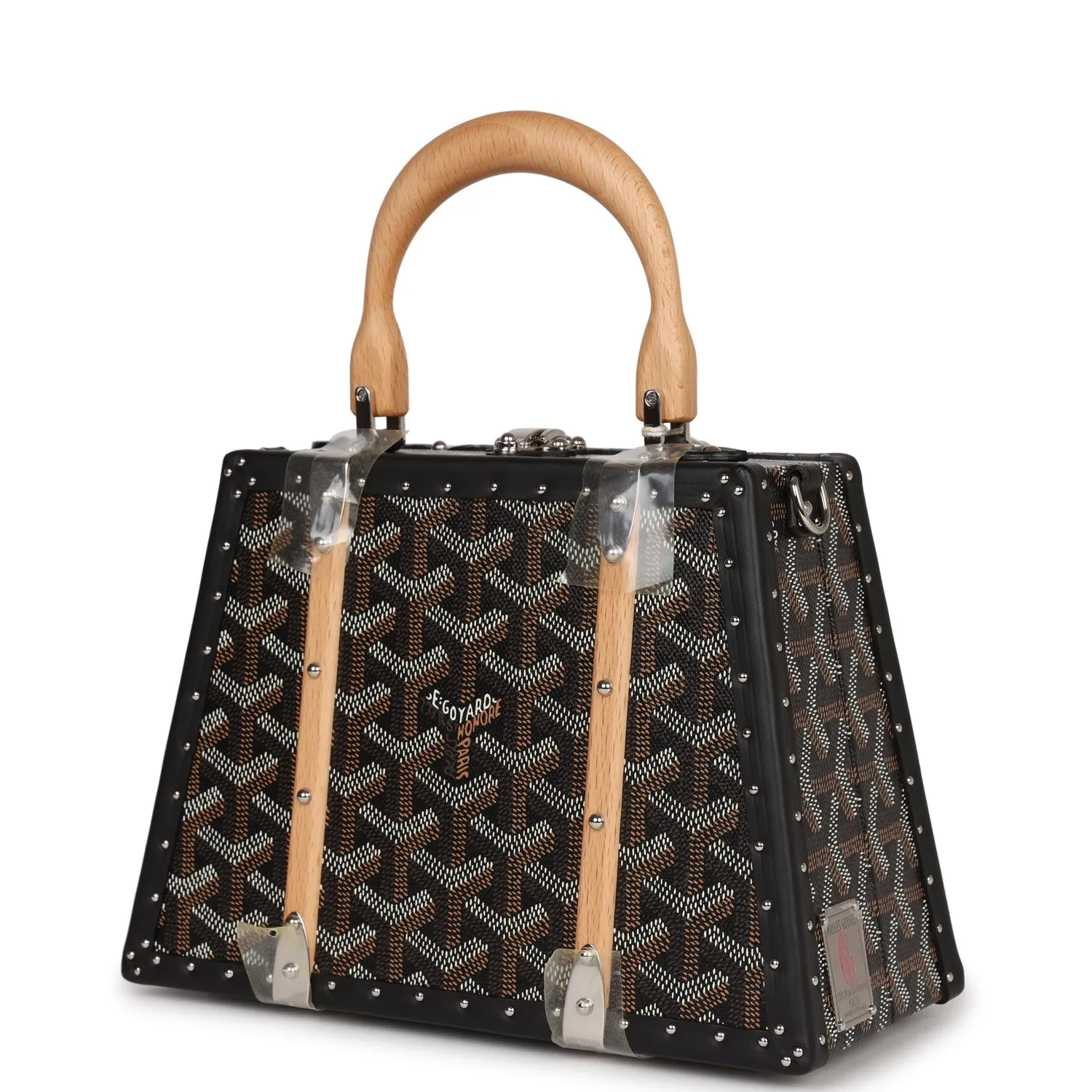 Goyard Saigon Mini Trunk Bag Black Goyardine Palladium Hardware