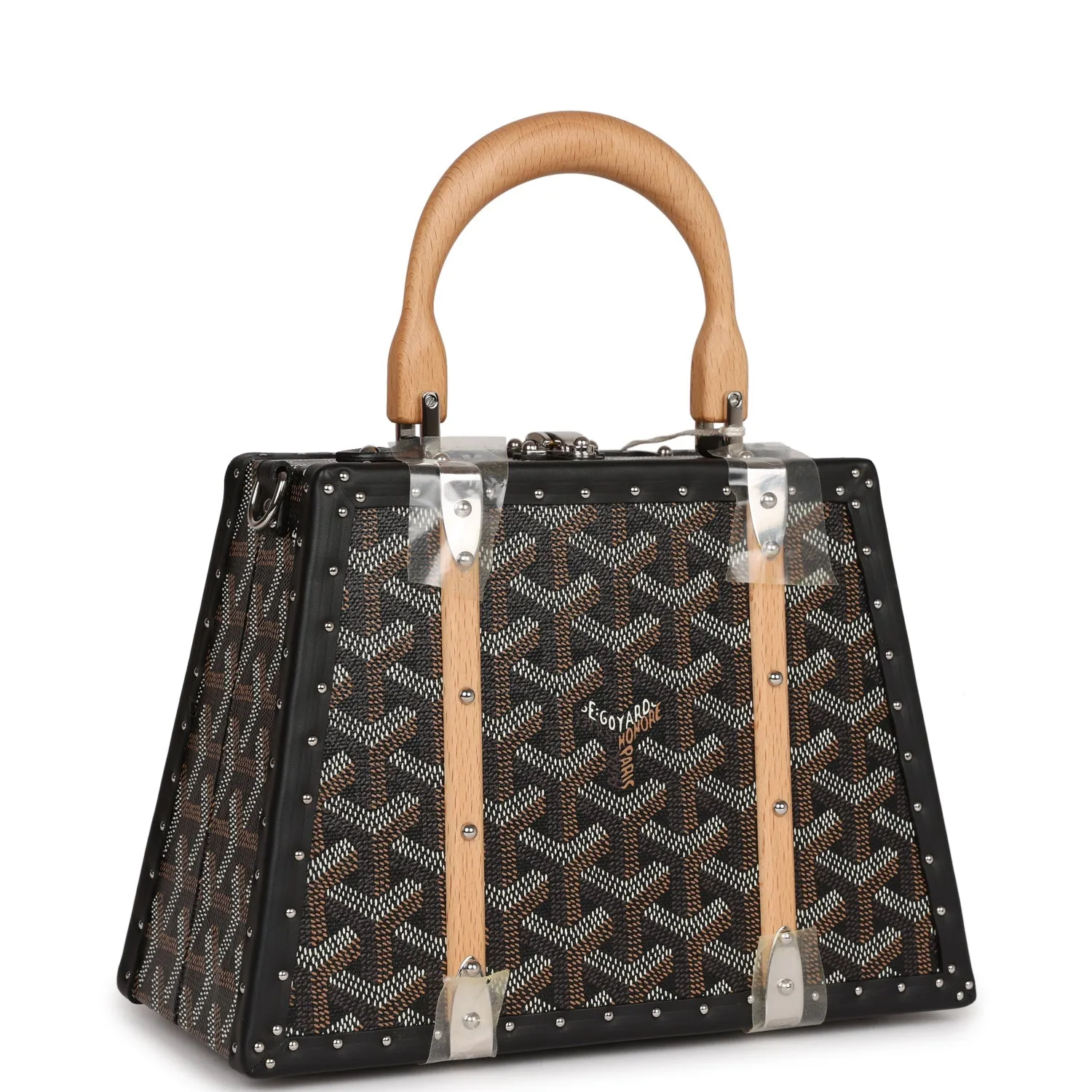 Goyard Saigon Mini Trunk Bag Black Goyardine Palladium Hardware