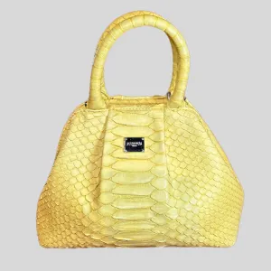 Handbag in Python Leather - Yellow