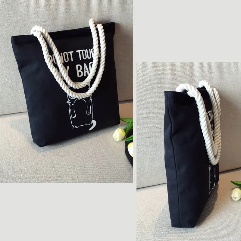 Hemp rope black canvas bag