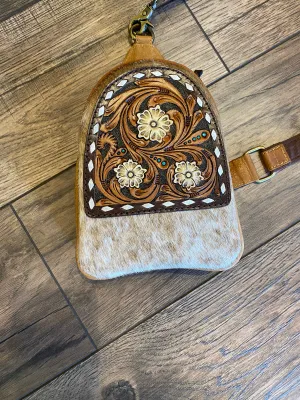 Hide & Tooled Sling Bag