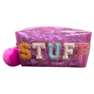 Julie & Judah Kids Stuff Clear Hot Pink Cosmetic Bag