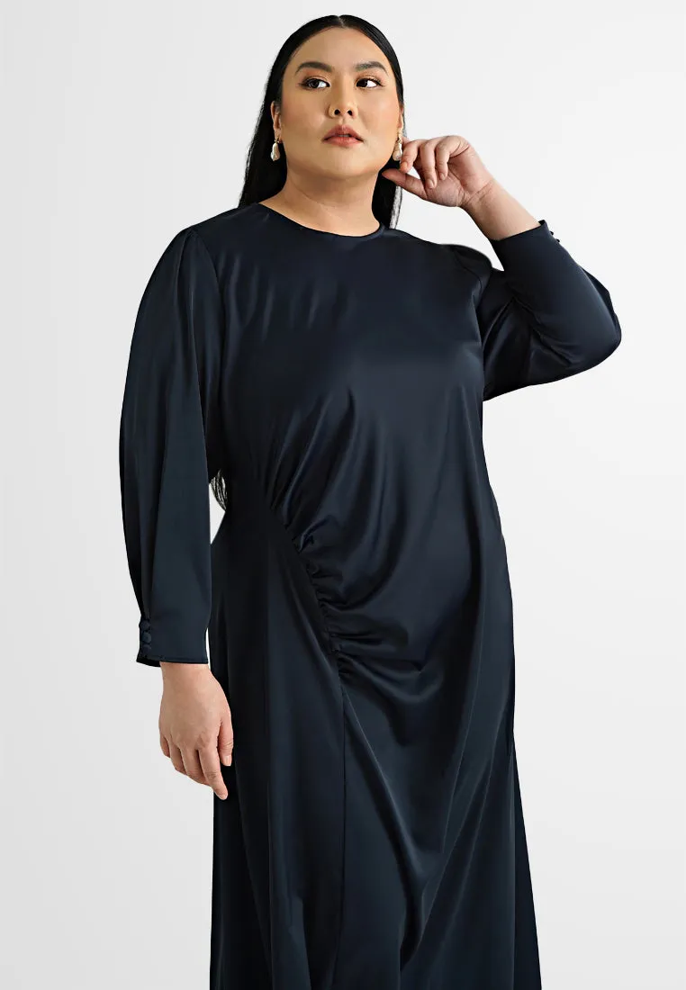 Junifer Sleek Satin Side Drape Dress