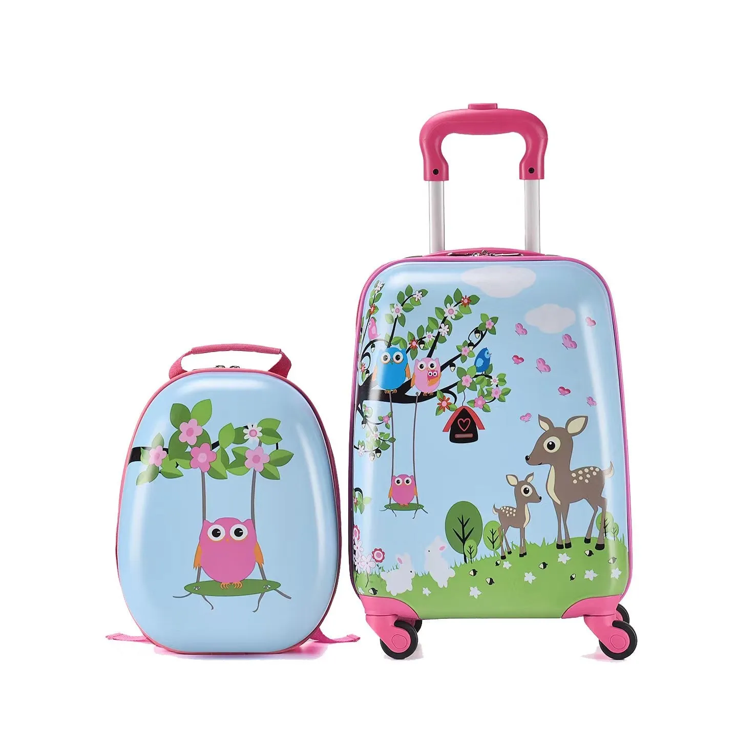 Kids Travel Backpack 12" with Carry on Rolling Spinner Wheels Suitcase 16’’ Set