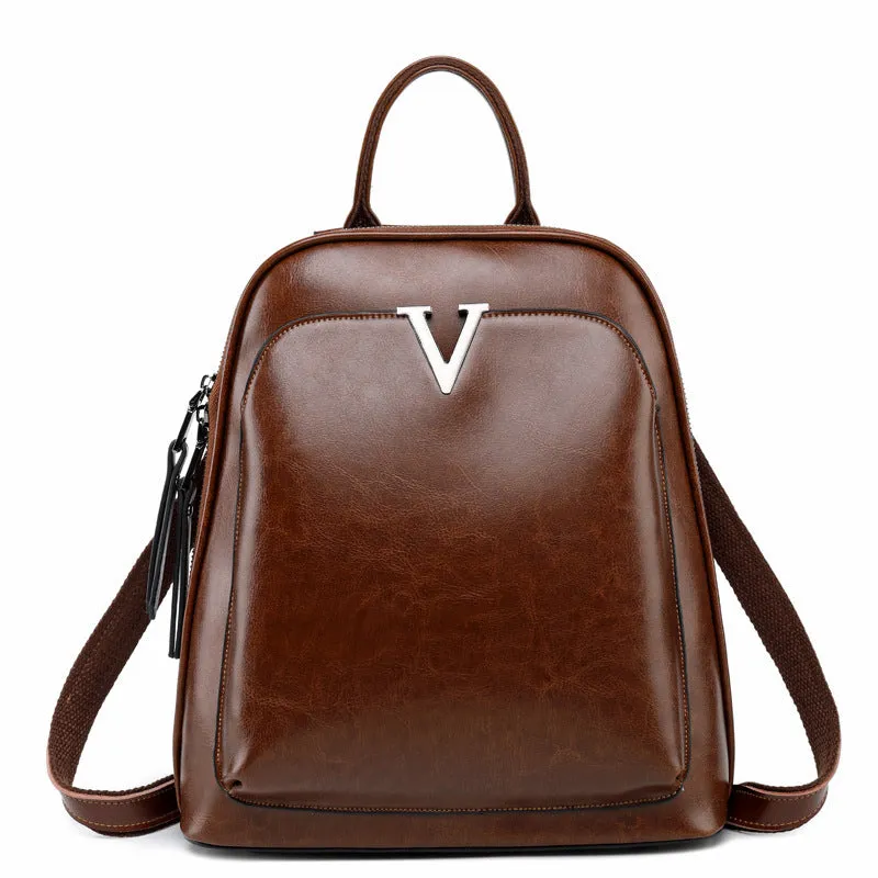 Large Capacity Genuine Cowhide Leather Backpack