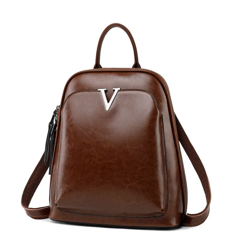 Large Capacity Genuine Cowhide Leather Backpack