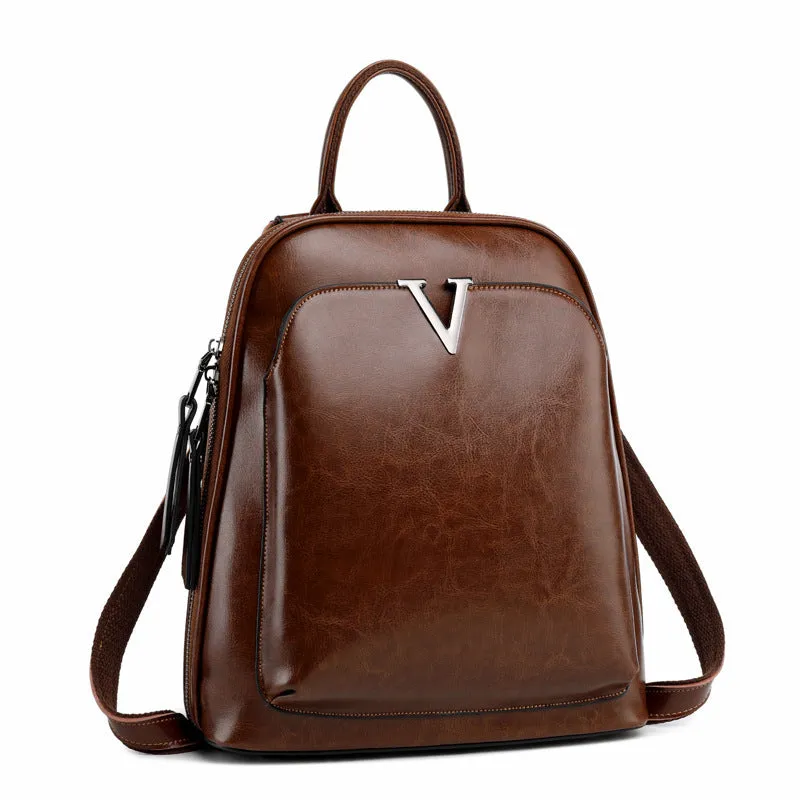 Large Capacity Genuine Cowhide Leather Backpack