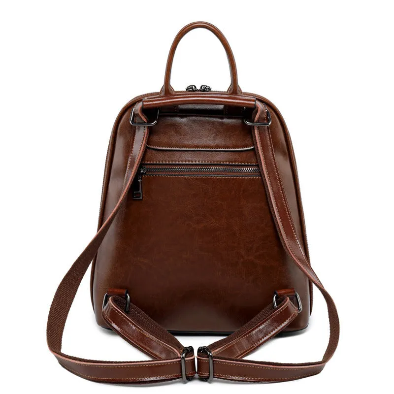 Large Capacity Genuine Cowhide Leather Backpack