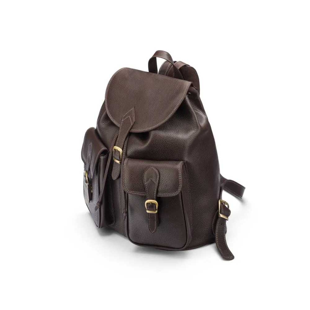 Large Leather Backpack - Brown