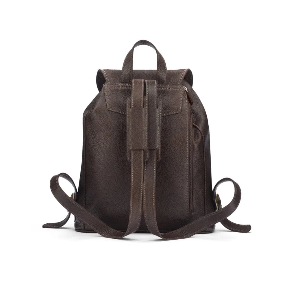 Large Leather Backpack - Brown