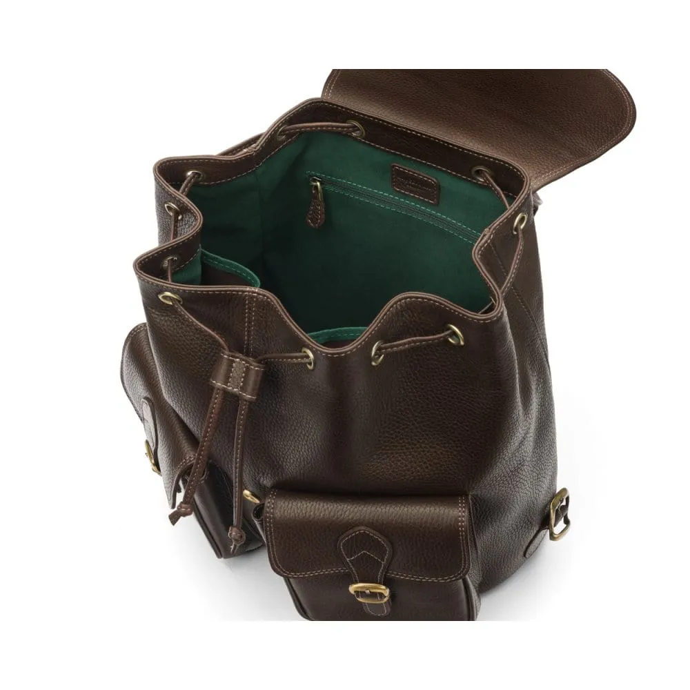 Large Leather Backpack - Brown