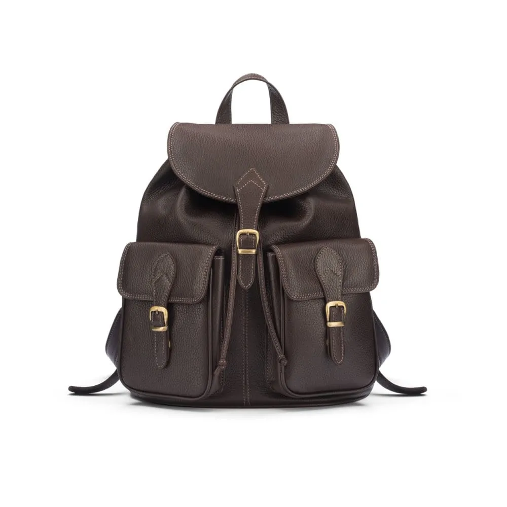 Large Leather Backpack - Brown