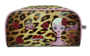 Leopard Pinup Doll Cosmetic Bag by Miss Fluff