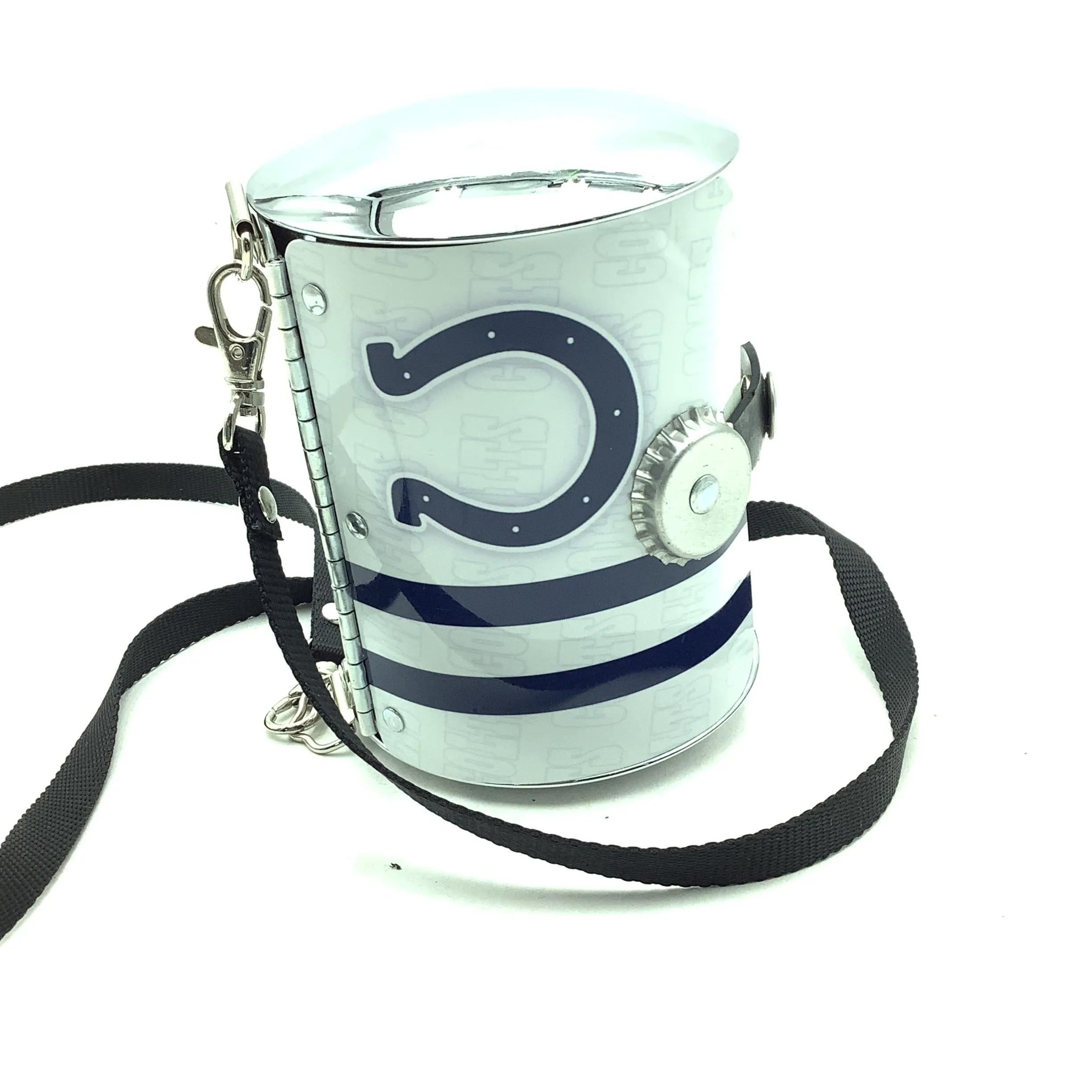 Little Earth Crossbody White & Blue Colts Cylinder Tin