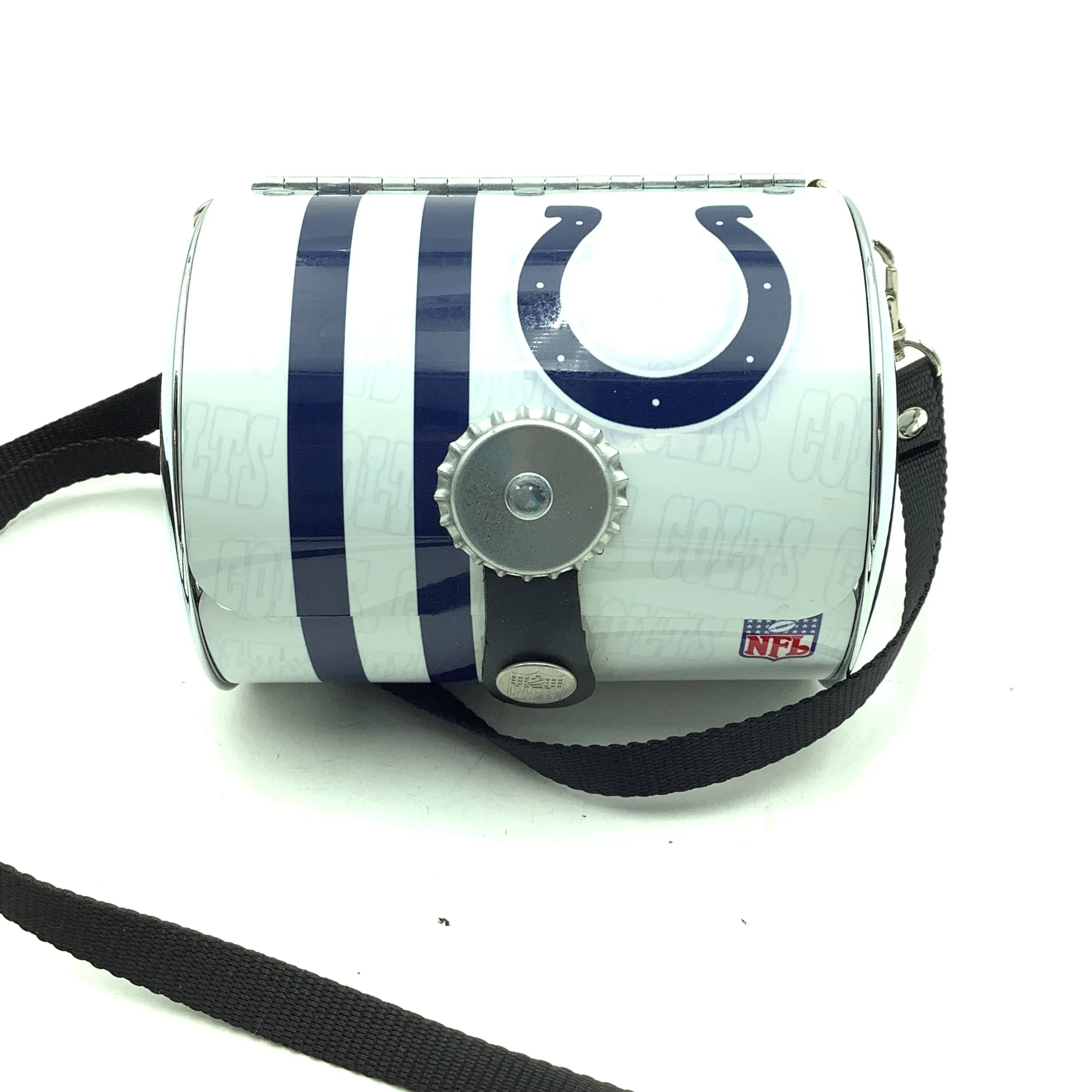 Little Earth Crossbody White & Blue Colts Cylinder Tin