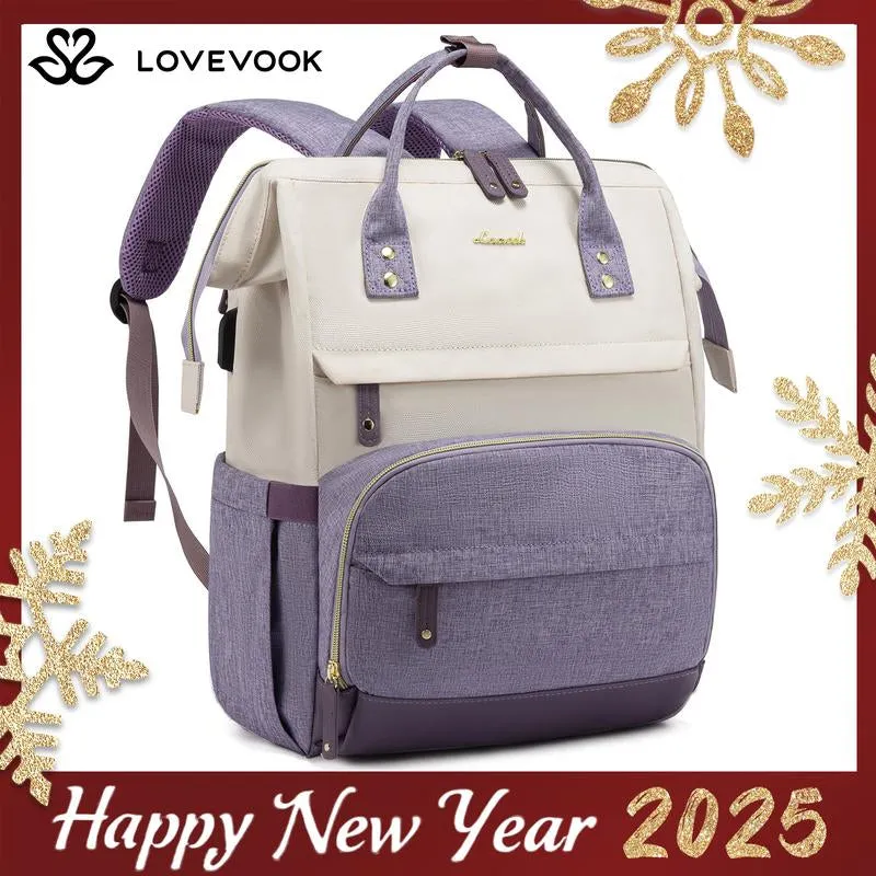 LOVEVOOK New Year 15.6-17.3 Laptop Backpack for Women, Backpack Purse for Girls with Anti-Theft Pocket, Travel Backpack for Girls with USB Port, Carry on Bag for Teacher, Nurse and College.