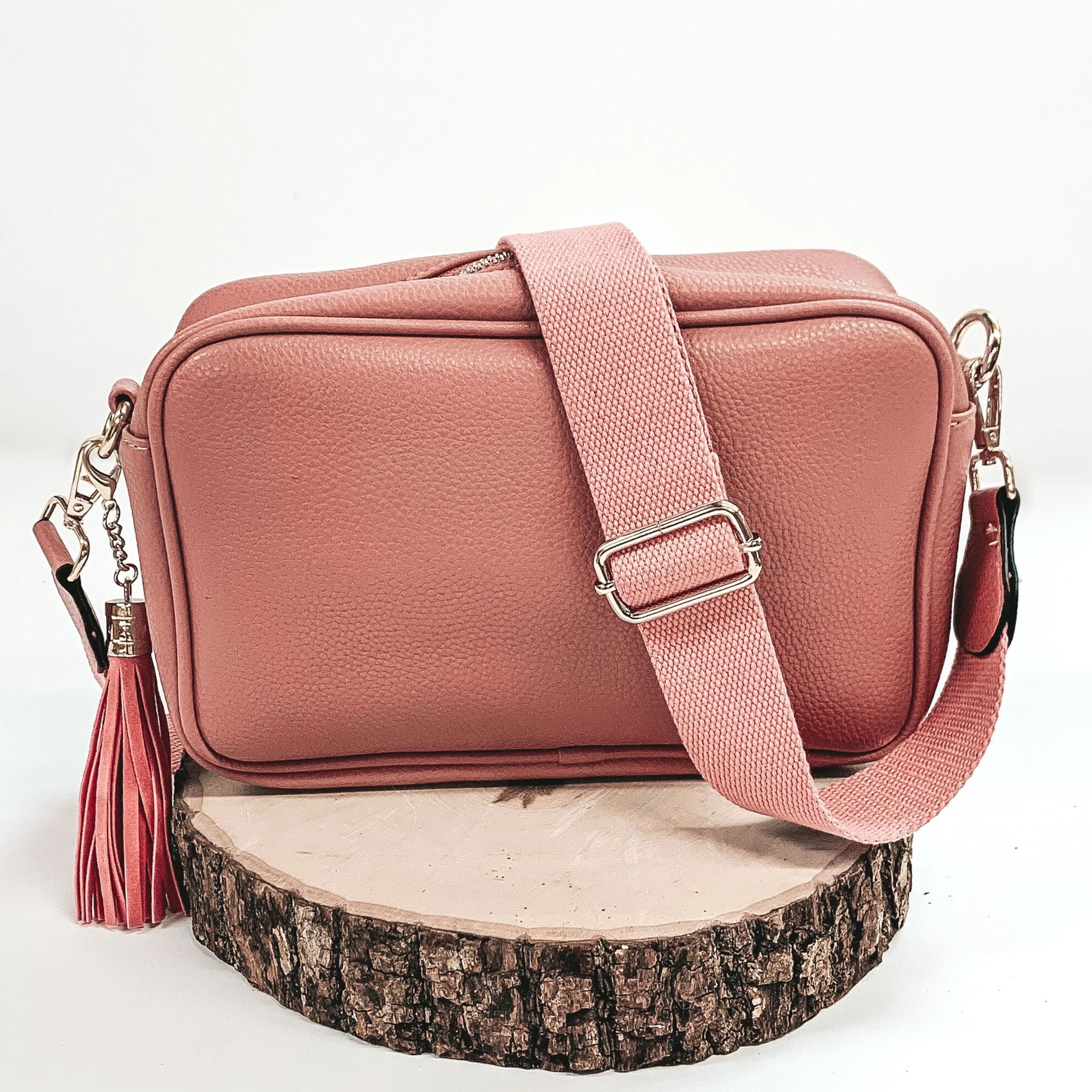 Lovin' Life Small Rectangle Crossbody Purse in Dusty Pink