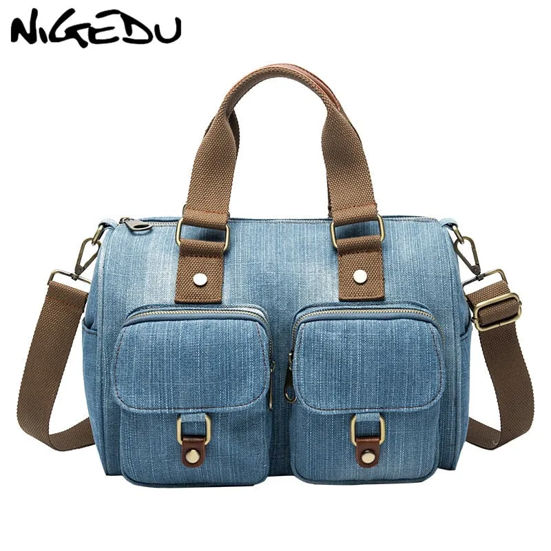 Luxury Brand Women handbag Casual Denim Shoulder Crossbody Bag for Female big Totes Large capacity Travel bag blue Bolsa