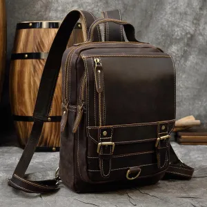 MAHEU Genuine Leather Single Shoulder Bapack Chest Bag Dual Use Leather bags Men travel bag outdoor cowhide bags mini backpack