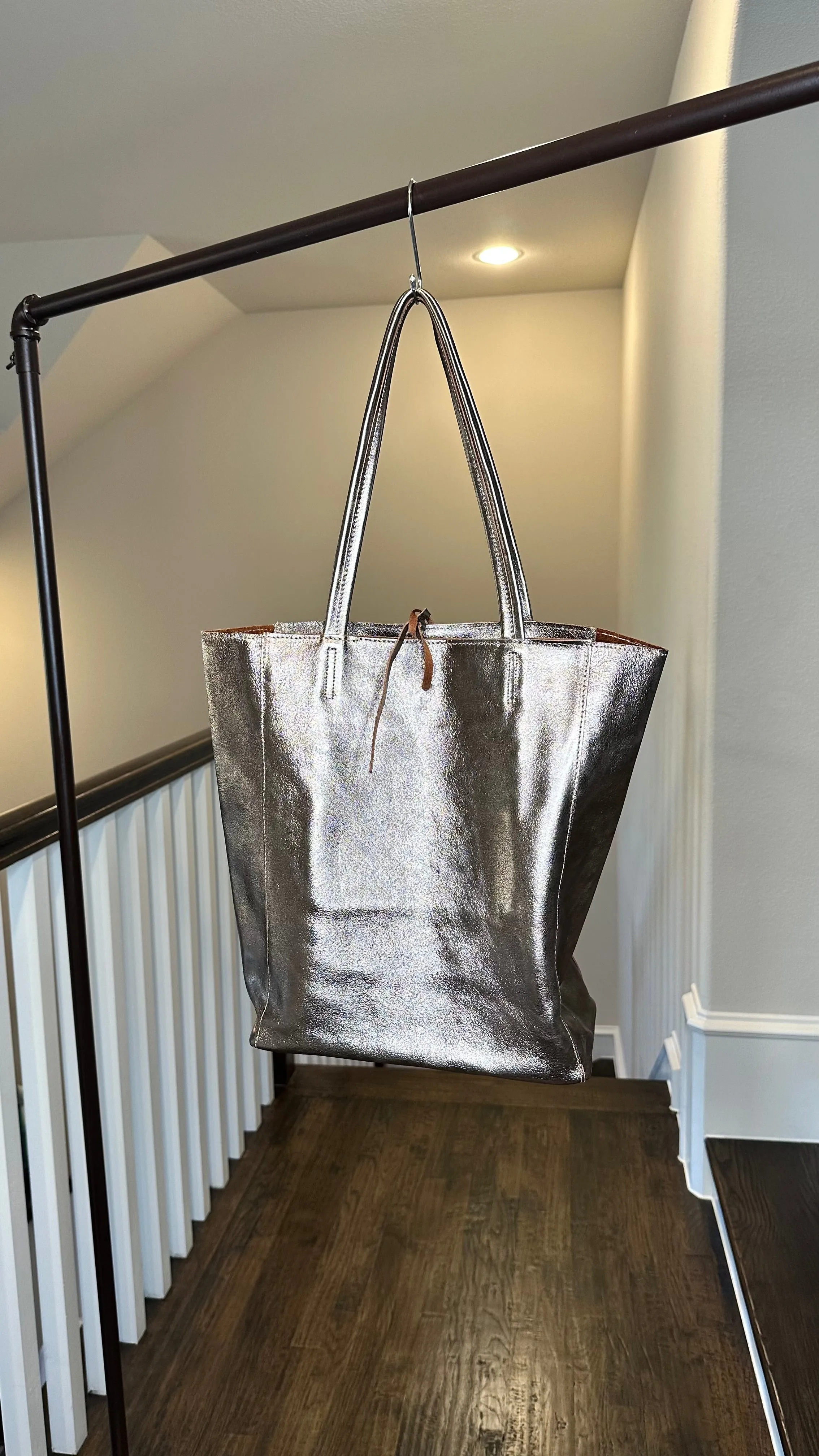 Metallic Leather Tote