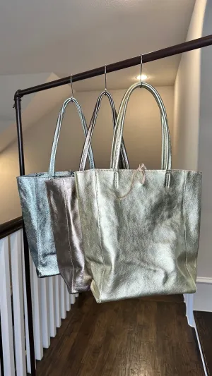 Metallic Leather Tote