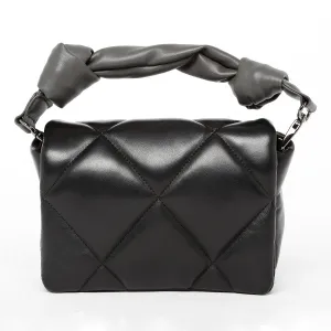 Mini Flap - Quilted Nappa PU w Knotted Hdl - BK