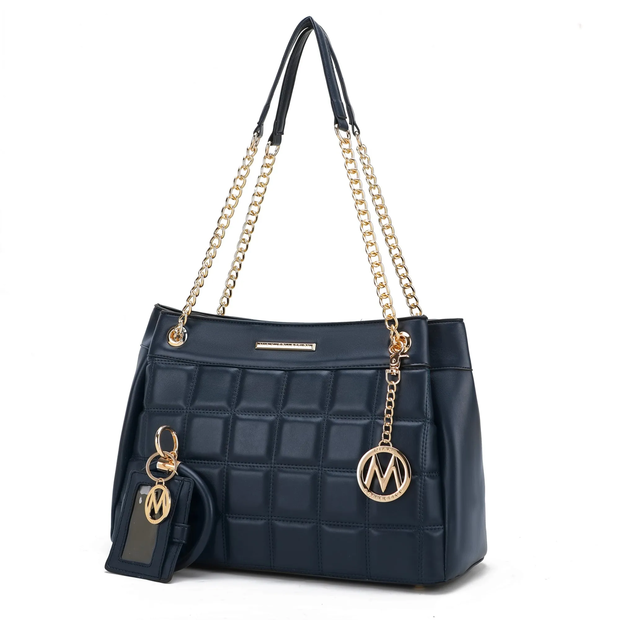 MKF Collection Mabel Quilted Vegan Leather Women shoulder Bag with Bracelet Keychain with a Credit Card Holder by Mia K