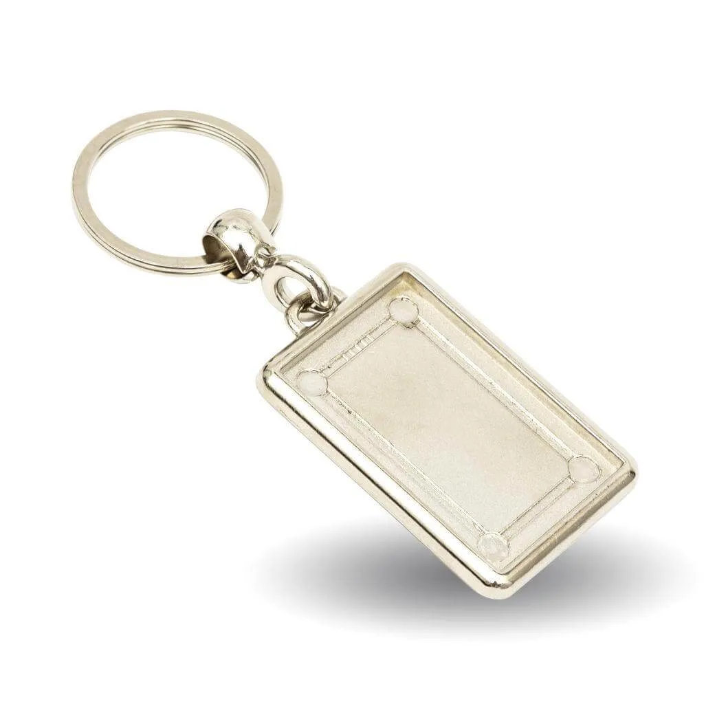 ML-40 Single or Double-Sided Rectangular Blank Metal Photo Insert Keyring - 40 x 25mm - Pack of 10