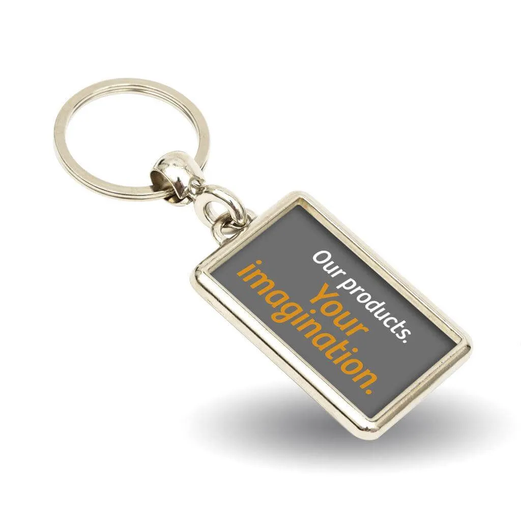 ML-40 Single or Double-Sided Rectangular Blank Metal Photo Insert Keyring - 40 x 25mm - Pack of 10