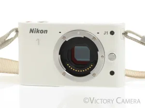 Nikon 1 J1 White Mirrorless 10.1MP Digital Camera Body -Clean-