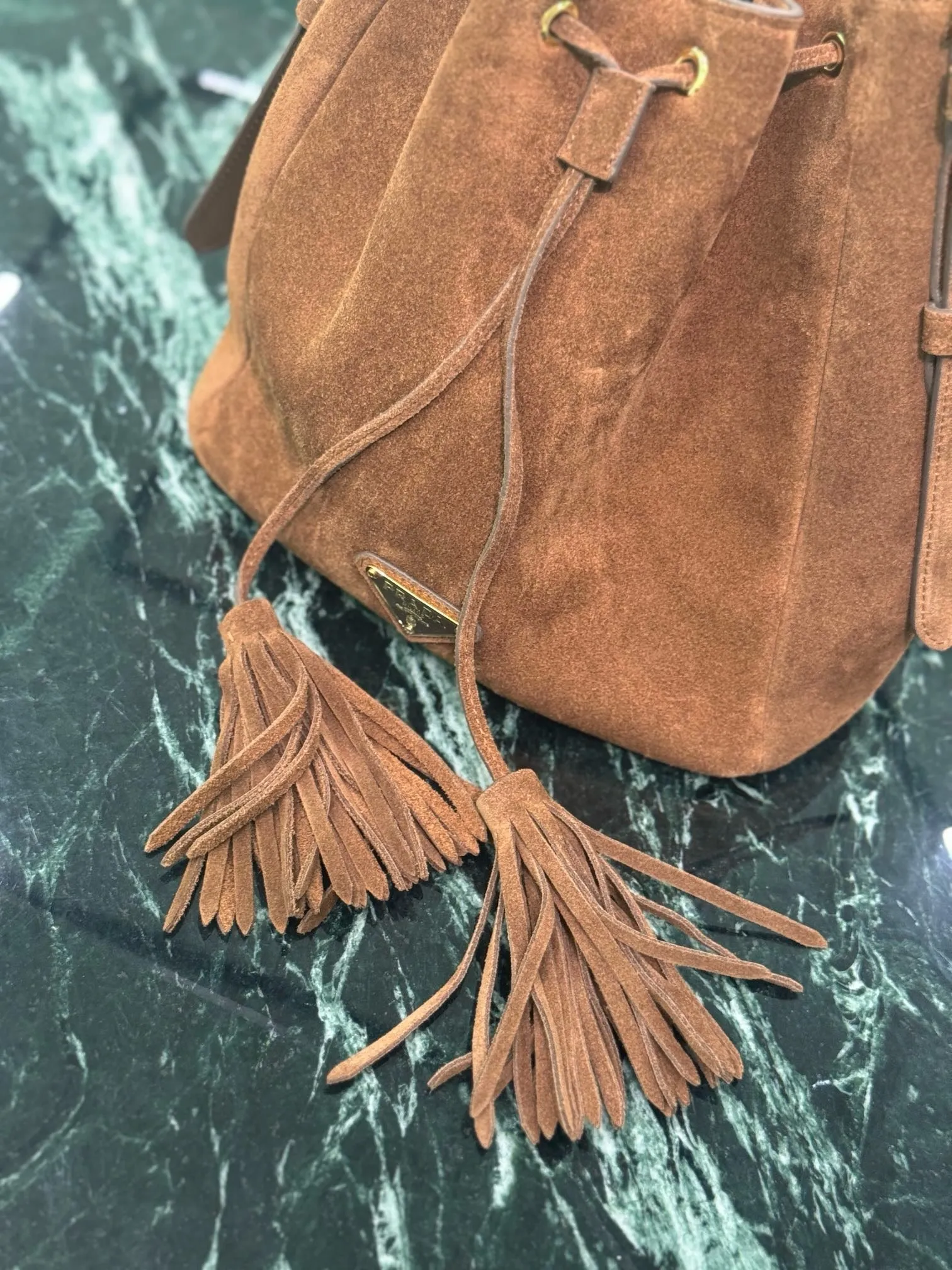 PD312 Cocoa Brown Suede Bucket Bag / HIGHEST QUALITY VERSION / 8.2x.2x4.7inch