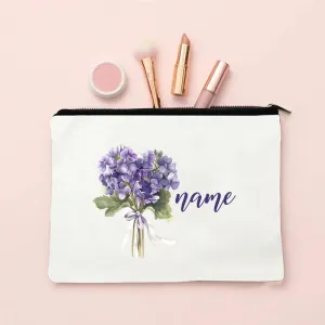 Personalized Makeup Bag Birth Month Flower with Name Cosmetic Case Monogram Toiletry Bags Wendding Birthday Holiday Gift for Her