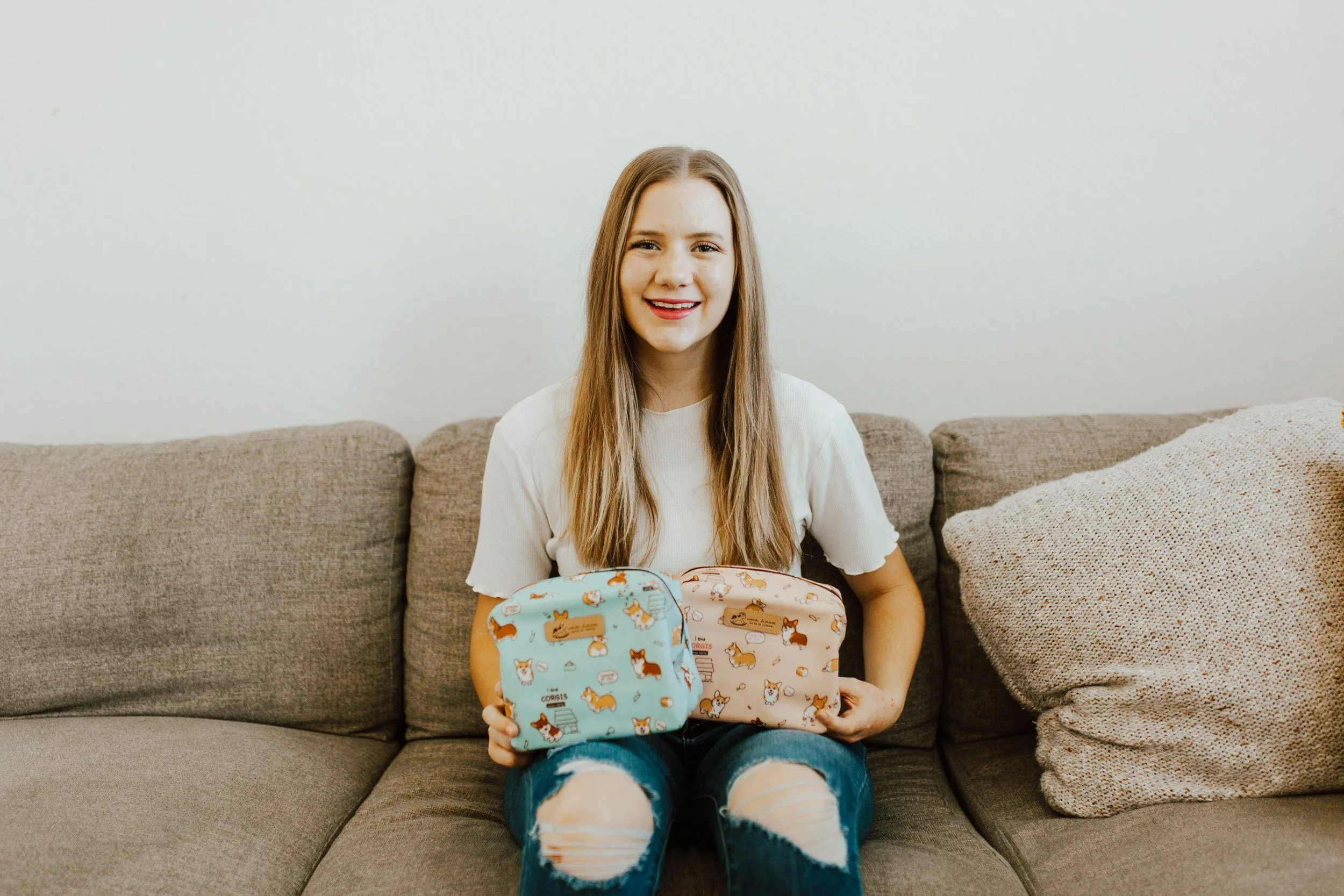 Pink Hedgehog Cube Cosmetic Bag