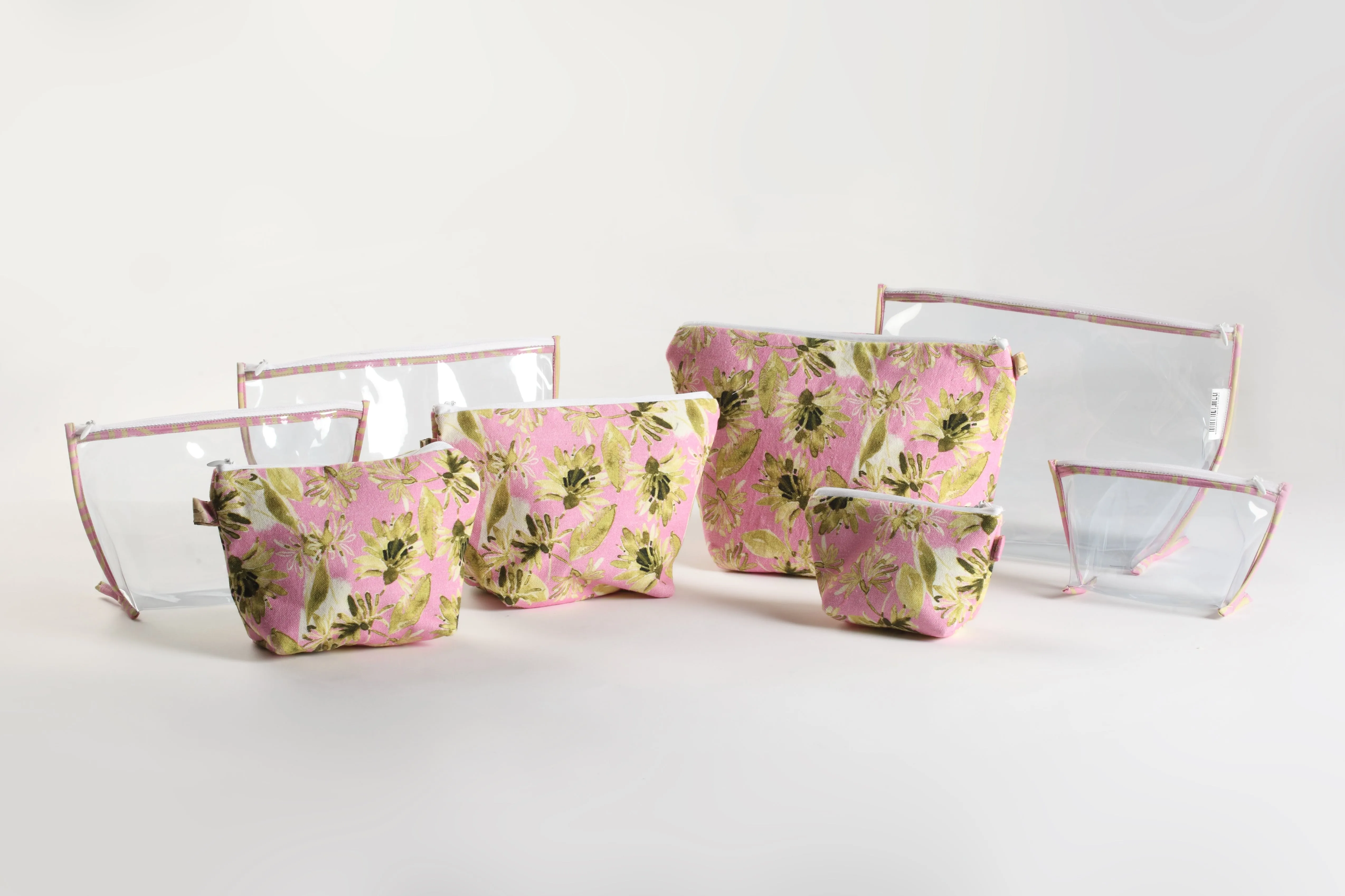 Pink Lemonade Floral Printed Multi-utility Pouches | Set of 8