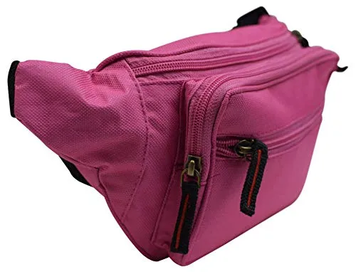 Pink Nylon Waist Fanny Pack Belt Bag Pouch Travel Hiking Camping Hip Purse Men Women