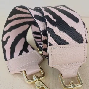 Pink Zebra Woven Bag Strap