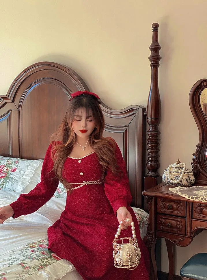 Plus Size Xmas Christmas Holiday Festive Long Red Dress