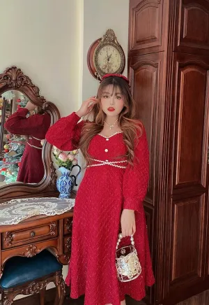 Plus Size Xmas Christmas Holiday Festive Long Red Dress