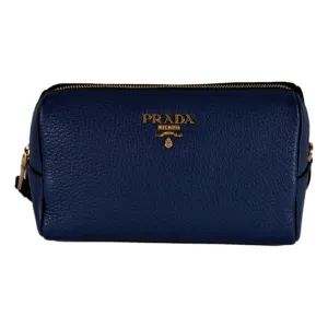 Prada Contenitore Baltico Navy Blue Vitello Daino Vanity Case