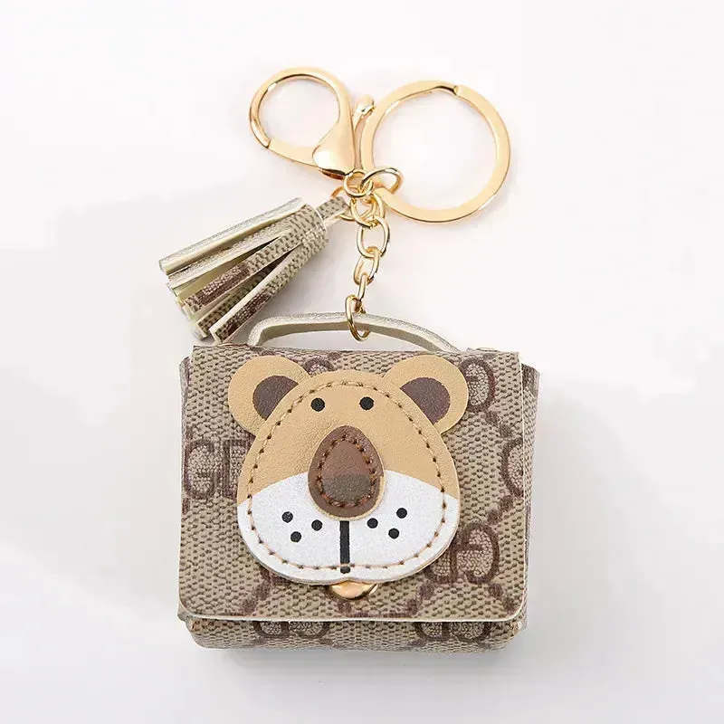 Premium Leather Lion Coin Purse Keychain