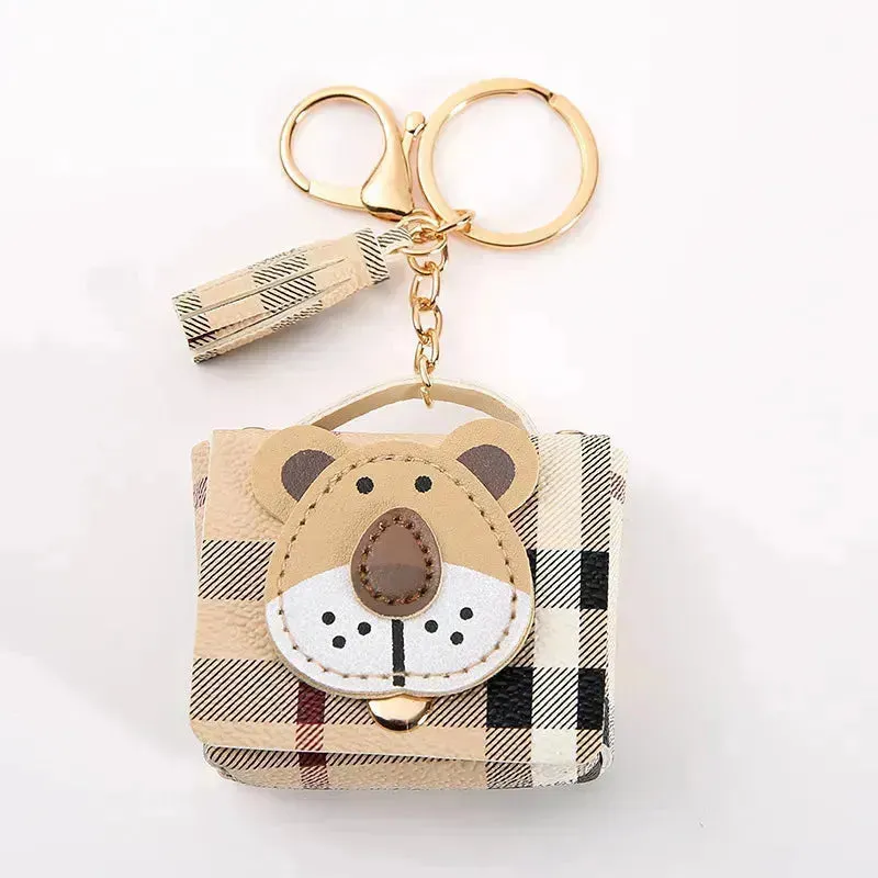 Premium Leather Lion Coin Purse Keychain