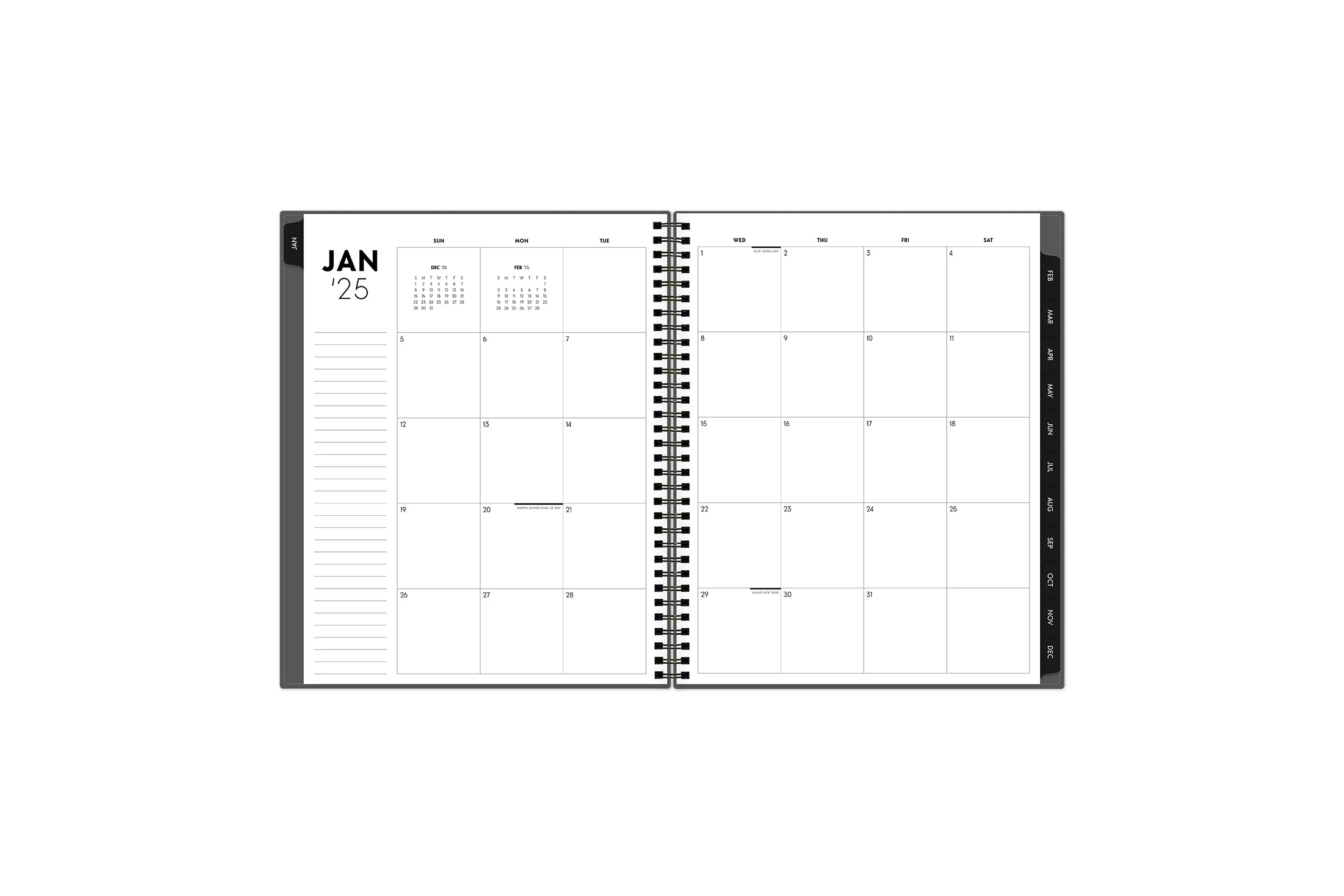 Professional 2025 Weekly Monthly 8.5x11 ASMBLD Planning Calendar