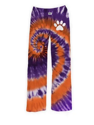 Purple & Orange Paw Tie Dye Lounge Pants