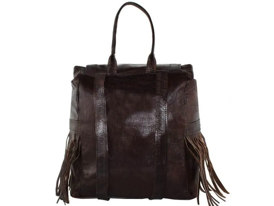 Rebel Leather Backpack - Cube - Brown