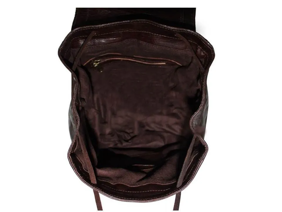 Rebel Leather Backpack - Cube - Brown