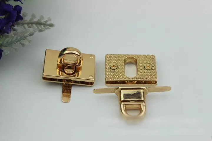 Rectangle Twist Turn Lock 32mm Purse Charm Organizer Luggage Hardware Antique Gold Lock And Key Closure Small Bag Clutch Metal Accessories