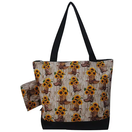 !SALE! Sunflower Cowgirl Boots NGIL Canvas Tote Bag