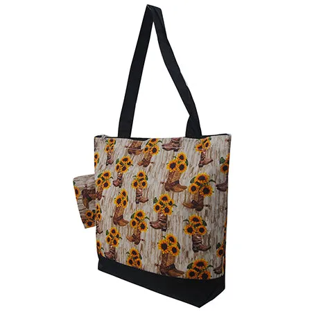 !SALE! Sunflower Cowgirl Boots NGIL Canvas Tote Bag