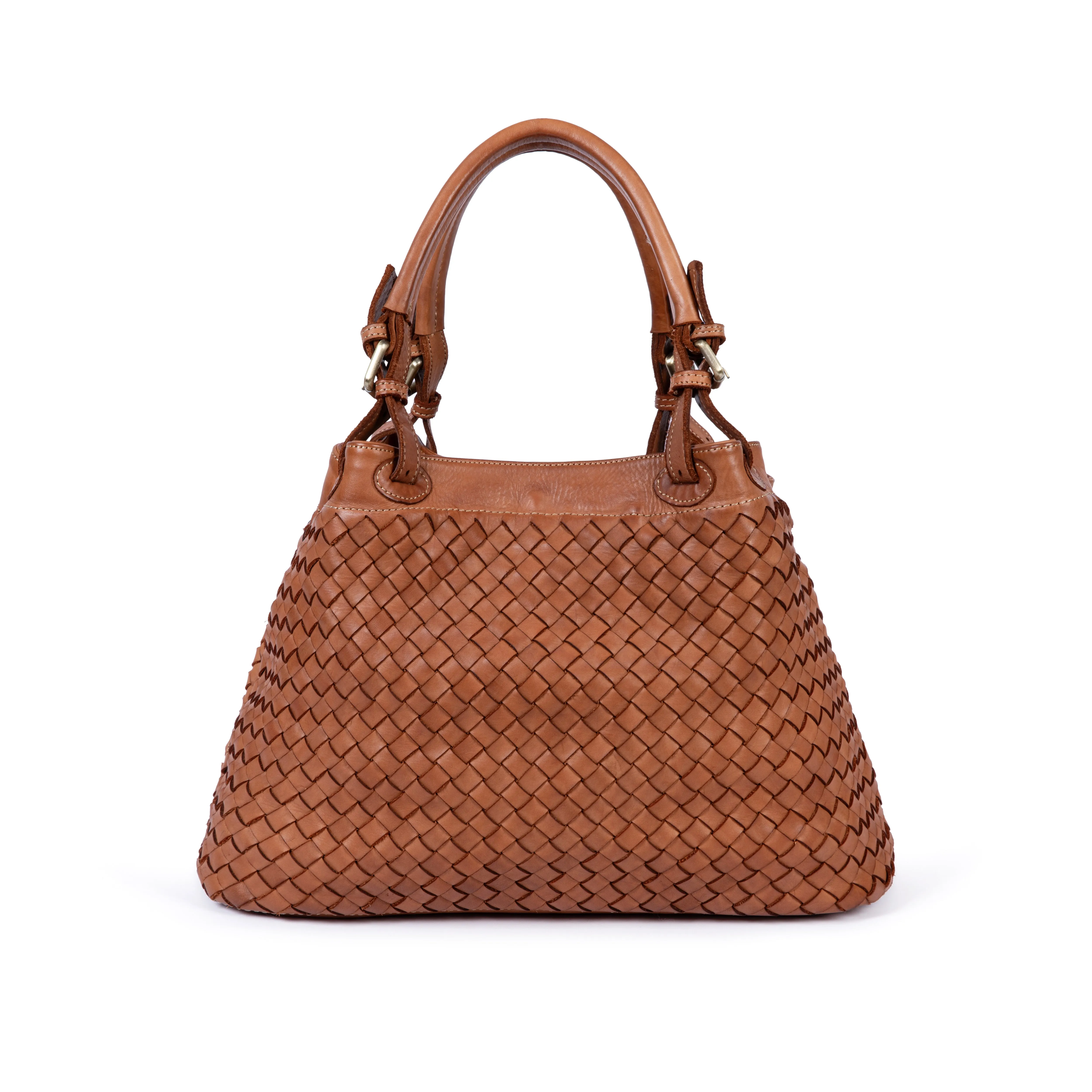 Salerno: Tan Woven Leather Handbag